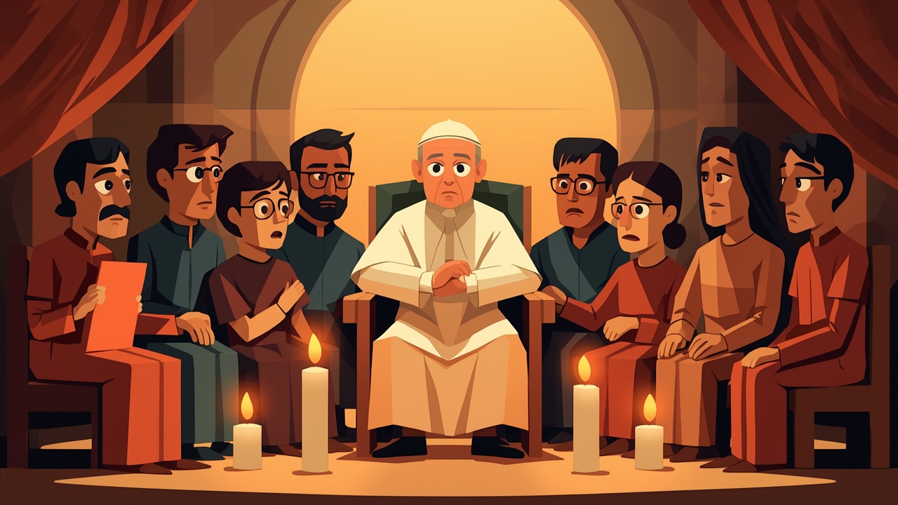 Pope meets abuse victims in emotional gathering
